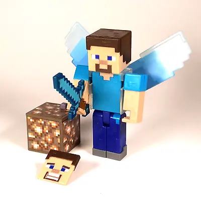 Minecraft Steve Figure With Alondra Wings And Diamond Sword Mojang Mattel 2018 • $15