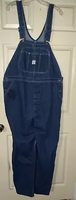 Tuf Nut Vintage Sanforized Dark Blue Carpenter Bib Overalls Men's Size Large • $60