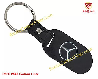 Mercedes Benz Logo And Silver Text Carbon Fiber Key Fob 2x2 Gloss REAL!! • $24.99
