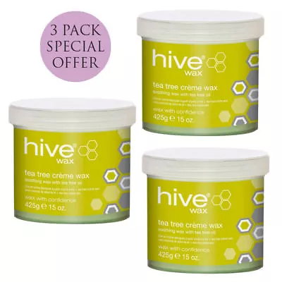 Hive Tea Tree Depilatory Wax 3 X 425g   3 For 2 Leg Bikini Warm • £18.49