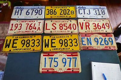Vintage Lot Of 10 License Plates Illinois 1970's & 1980's Lot 24-6-M • $24.99