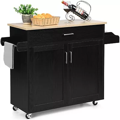 Kitchen Island Storage Trolley Rolling Cart Shelves Cupboard Cabinet Drawer Home • £109.95