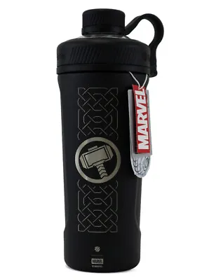 Marvel Blender Bottle Thor Hammer Radian Black Marvel Universe Stainless Steel • $34.95