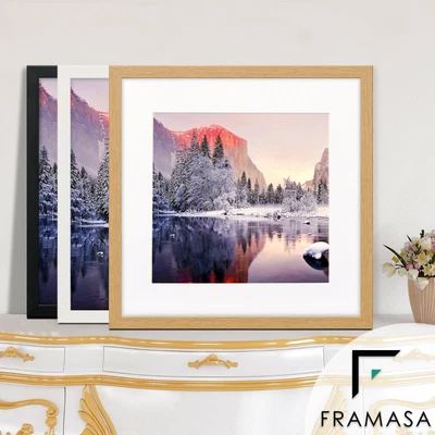 £8.05 • Buy Square Size Black Photo Frame Oak Picture Frames White Poster Frames With Mounts