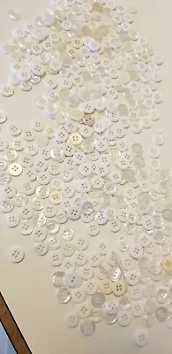 Pkg Of 100 1/2  & 7/16 White Matte & Clear 4 Hole Buttons Sewing Craft 4 Availab • $4