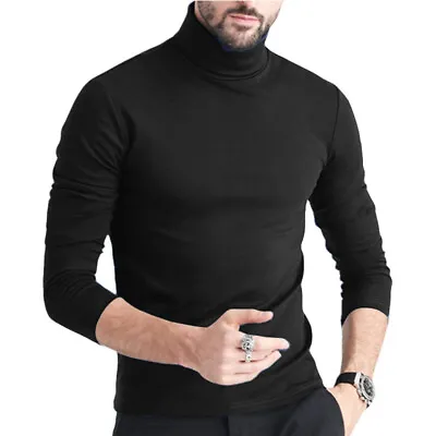 Men Turtle Neck Top Slim Fit Stretch Shirt Long Sleeve Jumper Pullover Sweater • $18.99