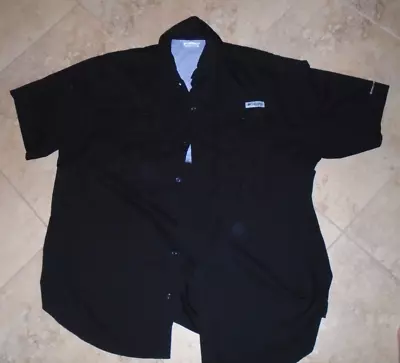 Black Columbia PFG Omni-Shade Vented Button Front Short Sleeve Shirt Men's XXL • $19.50