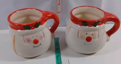 VINTAGE PAIR MINIATURE SANTA CLAUS MUGS Good • $12