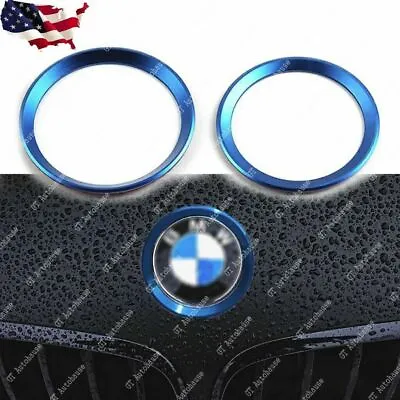 2x Blue Car Front Rear Logo Ring Decoration For BMW 3 4 Series M3 M4 • $12.88