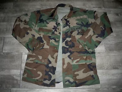 Vintage US Army Woodland Camo Jacket Shirt Military Clothes Uniform Medium Reg • $90.09