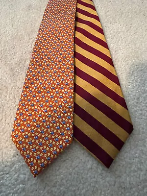 Pair Of Brooks Brothers Neck Ties-Made In USA-Stripes Flowers Harry Potter Tie • $19