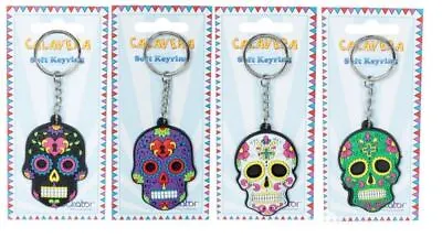 £2.95 • Buy Day Of The Dead Skull Keyring  PVC Keychain Ring Sugar Candy, Halloween, Gothic