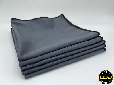 Pack Of 5 X Microfibre Glass Cleaning Cloth Towel Grey 40 X 40cm 300GSM Valeting • £10.49