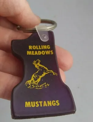 Vintage Rolling Meadows Mustangs Keychain Key Chain Fob Ring **QQ8 • $15