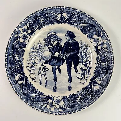 £10 • Buy Vintage Wedgwood Blue White Christmas Morning Collectors Plate 1995 Queens Ware
