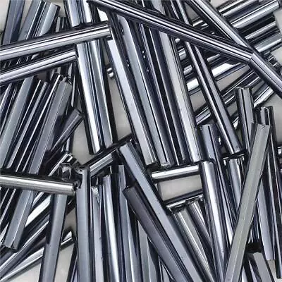 50g METALLIC STEEL GREY HEMATITE GLASS BUGLE BEADS LONG 20mm X 2.5mm • £2.99