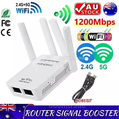 2024 WiFi Extender 5G Repeater 1200Mbps Wireless Amplifier Router Signal Booster • $22.79