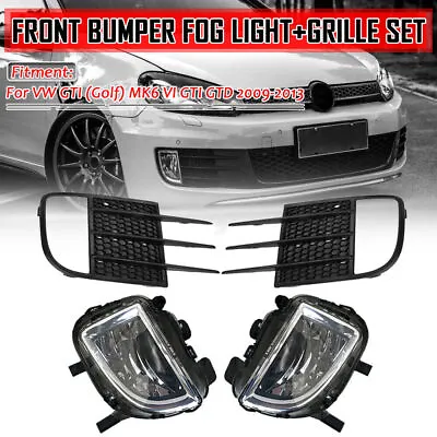 Front Bumper Fog Lights Lamp W/Grille Cover For VW Golf MK6 VI GTI GTD 2009-2013 • $89.50