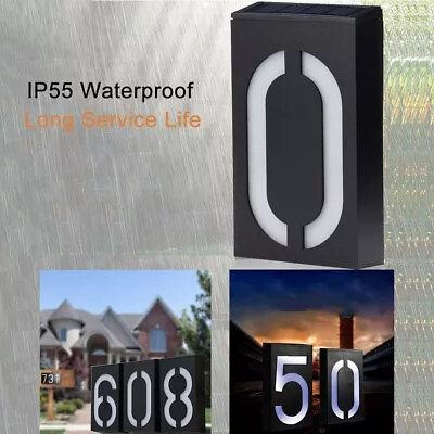 LED Solar House Number Light Address Sign Illuminate Plaques Garden Door Plate • £11.39