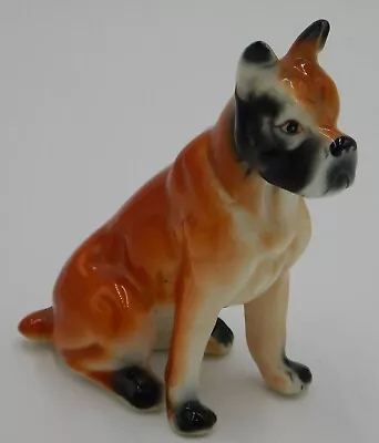 £19.46 • Buy Vintage Porcelain BOXER Sitting Dog Figurine-3 1/2  Tall-Black Muzzle-Unmarked