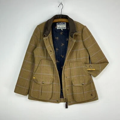 £79 • Buy Joules Tweed Field Coat Womens 16 Brown Check Wool Country Fieldcoat Jacket