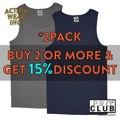 2 Pack Proclub Pro Club Mens Plain Tank Top Casual Sleeveless Active Muscle Tee • $19.95