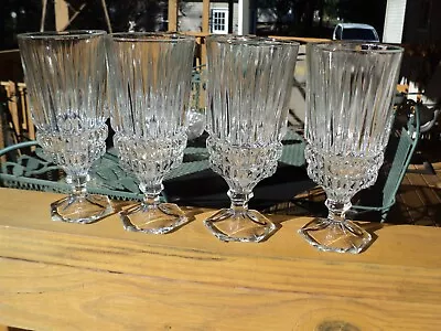 Set Of 4 Fostoria Heritage 7 1/8” Crystal Iced Tea Goblets - Vintage • $35