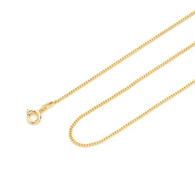 Mens Gold On Silver Chain Necklace 1.2 Mm Thick Diamond Cut Curb Style • £17.99