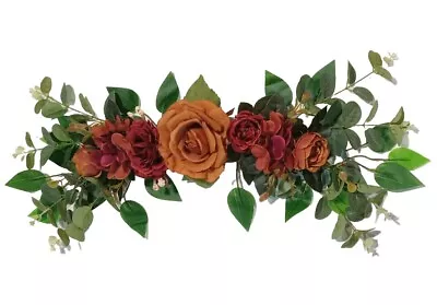 Brown Rose & Hydrangea 24  Wall Door Silk Flower Arrangement Home Decor ES096 • $19.98