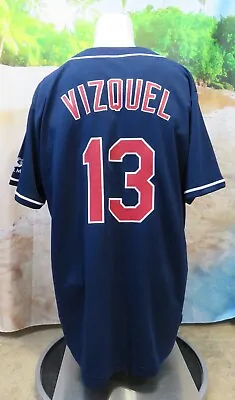 OMAR VIZQUEL Used 2014 Match-Up MLB CLEVELAND INDIANS Screened Jersey XL • $19.99