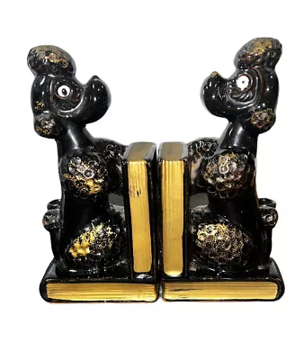 Vintage Poodle Bookends With Pen Holders Japanese Redware MCM • £15.18