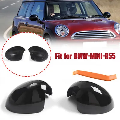 2PCS Rear View Manual Mirror Cover Caps For Mini Cooper R55 R60 Glossy Black • $38.55