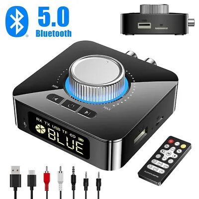 Bluetooth 5.0 Receiver Digital Transmitter LED HiFi Stereo AUX RCA Audio Adapter • $16.96
