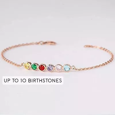 Personalized Mother Bracelet Children Birthstone Bracelet Mom Gift • $60.58