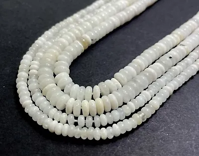 Natural Moonstone Smooth Polished Rondelle Round Flat Gemstone Beads - RD34 • $10.47