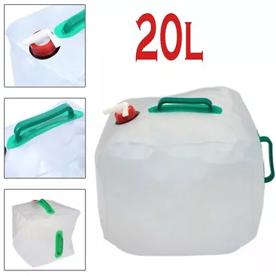 20L Collapsible Water Container Foldable With Tap Camping Bottle With Two Handle • £9.59