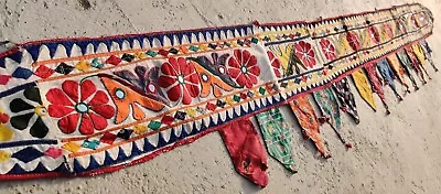 Ethnic Tapestry Mirror Embroidery Rabari Tribal Decor Door Valance Indian Toran • $12.50