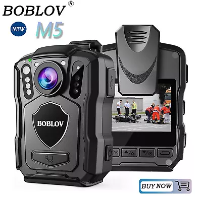 BOBLOV M5 2K Police Body Worn Camera 128GB GPS Enabled &1440P Body Mounted Cam • £122.39