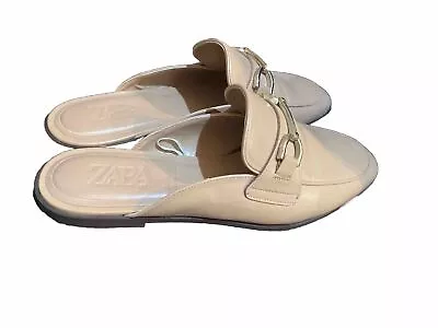 Zara Woman’s 42 Beige Faux Leather Loafer MULER Shoes US 9 Foot Length 10.25* • $22