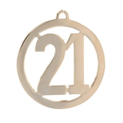 Yellow Gold Number Twenty-One Charm 14k Milestone 21st Birthday Lucky # Pendant • £160.69