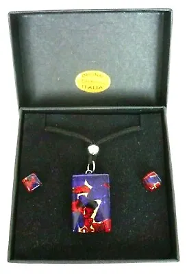 MURANO GLASS(£38RRP) Pendant Necklace & Earring Jewelery Set - Brand New In Box • £18.99