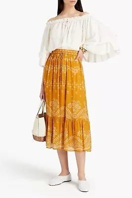 Vanessa Bruno Skirt 36 Rosalla Yellow Floral Georgette • $24.95