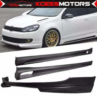 Fits 10-14 Volkswagen VW Golf RG Style Front Bumper Lip + 2PCS Side Skirts  PU • $242.99