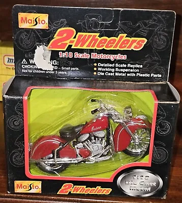 1996 Maisto 2-Wheelers  RED INDIAN CHIEF  1/18 Scale Motorcycle Diecast #31300 • $8.95