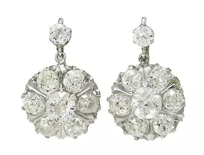 Edwardian 4.07 CTW Old Mine Cut Diamond Platinum Antique Earrings • $7970