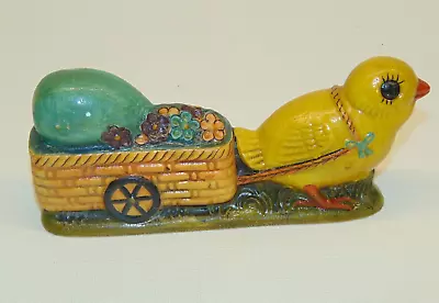 Vintage Gorham Chick Pulling Wagon 1987 Vaillancourt Folk Art Easter Decor 7  • $35