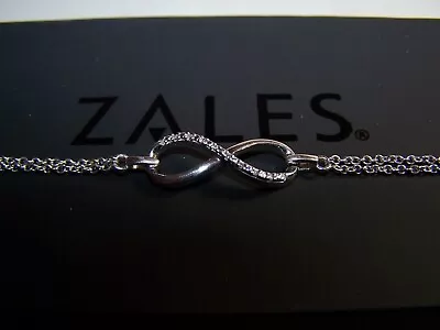 Zales/kay Jeweler 1/10tcw Diamond Infinity Sterling Silver Double Chain Bracelet • $99.99