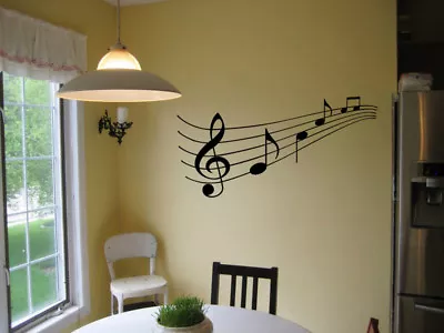 Music Staff And Notes Vinyl Wall Decal Sticker Decor Lettering Words Piano 23  • $11.18