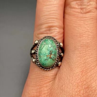 Vintage Navajo Native Turquoise Silver Ring Size 6.5 • $185