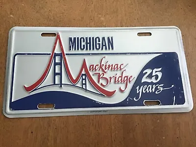 Michigan Mackinac Bridge 25 Years License Plate Booster Vintage Souvenir Front • $29